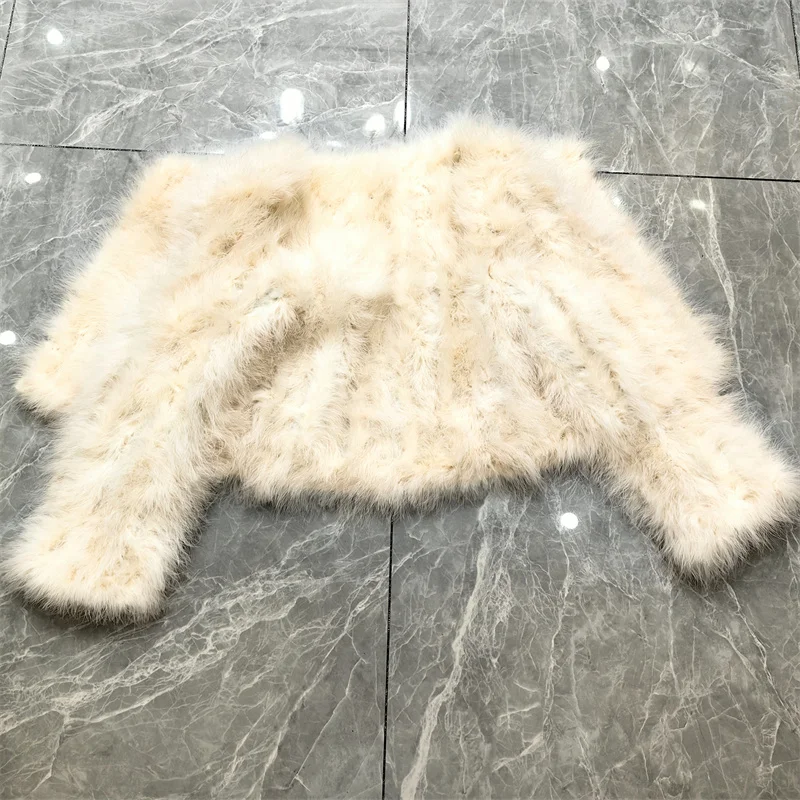 14 Colors Ostrich Feather Fur Coat Shearling Women Jackets Elegant Fashion Luxury Autumn Winter Top Clothes