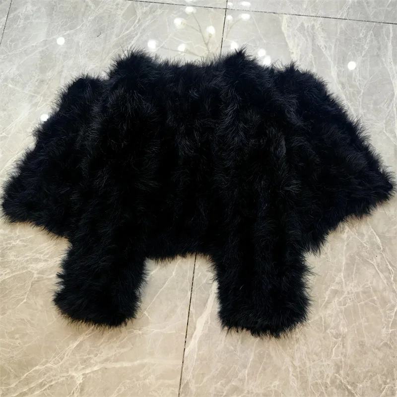 14 Colors Ostrich Feather Fur Coat Shearling Women Jackets Elegant Fashion Luxury Autumn Winter Top Clothes