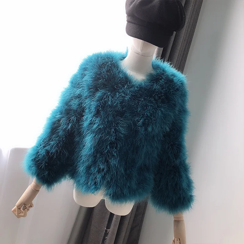 14 Colors Ostrich Feather Fur Coat Shearling Women Jackets Elegant Fashion Luxury Autumn Winter Top Clothes