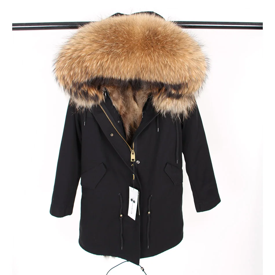Maomaokong 2026 New Natural Fur Lining Real Fur Coat Winter Jacket Women Raccoon Fur Collar Warm Thick Parkas Female Clothing