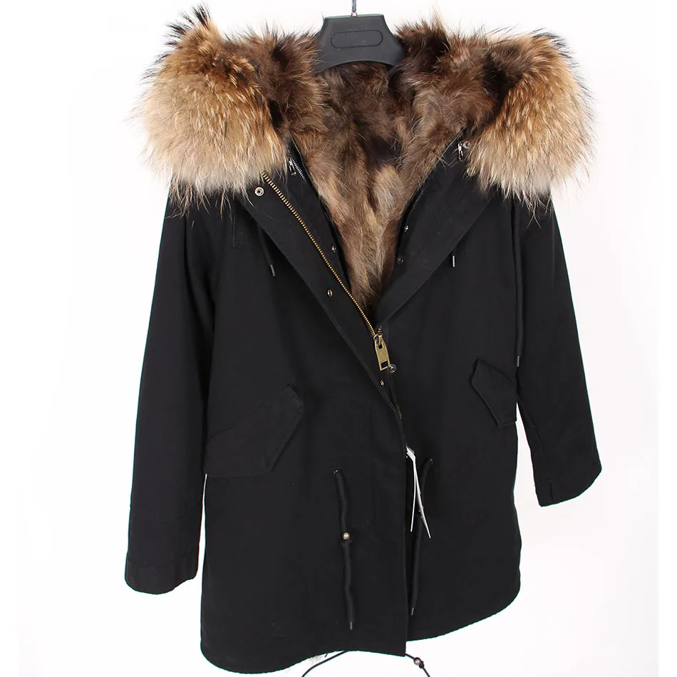 Maomaokong 2026 New Natural Fur Lining Real Fur Coat Winter Jacket Women Raccoon Fur Collar Warm Thick Parkas Female Clothing