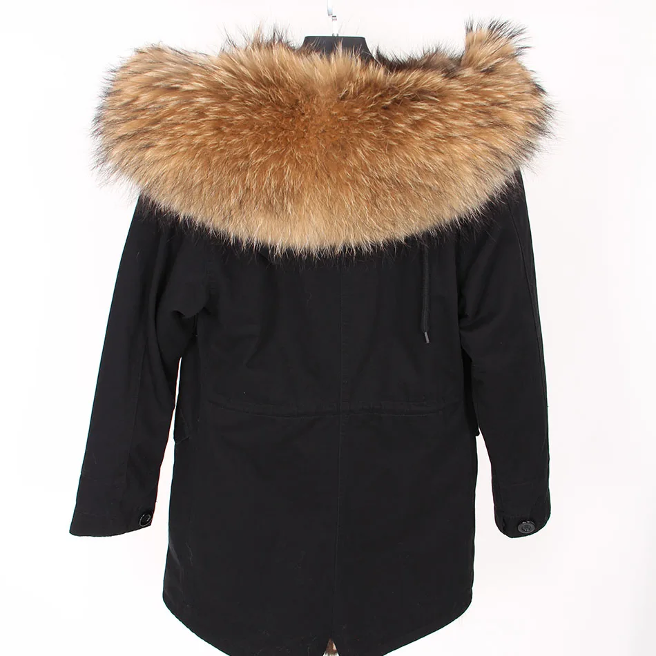 Maomaokong 2026 New Natural Fur Lining Real Fur Coat Winter Jacket Women Raccoon Fur Collar Warm Thick Parkas Female Clothing