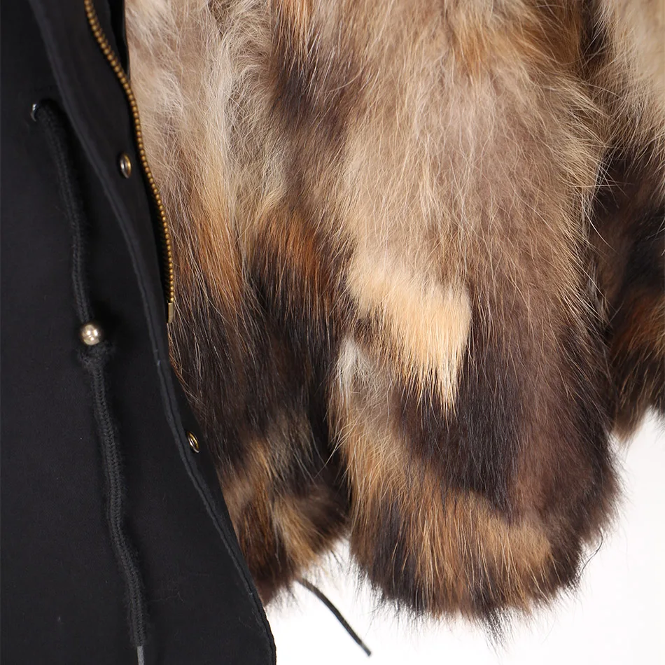 Maomaokong 2026 New Natural Fur Lining Real Fur Coat Winter Jacket Women Raccoon Fur Collar Warm Thick Parkas Female Clothing