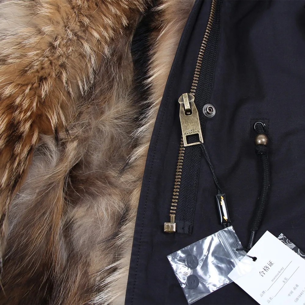 Maomaokong 2026 New Natural Fur Lining Real Fur Coat Winter Jacket Women Raccoon Fur Collar Warm Thick Parkas Female Clothing