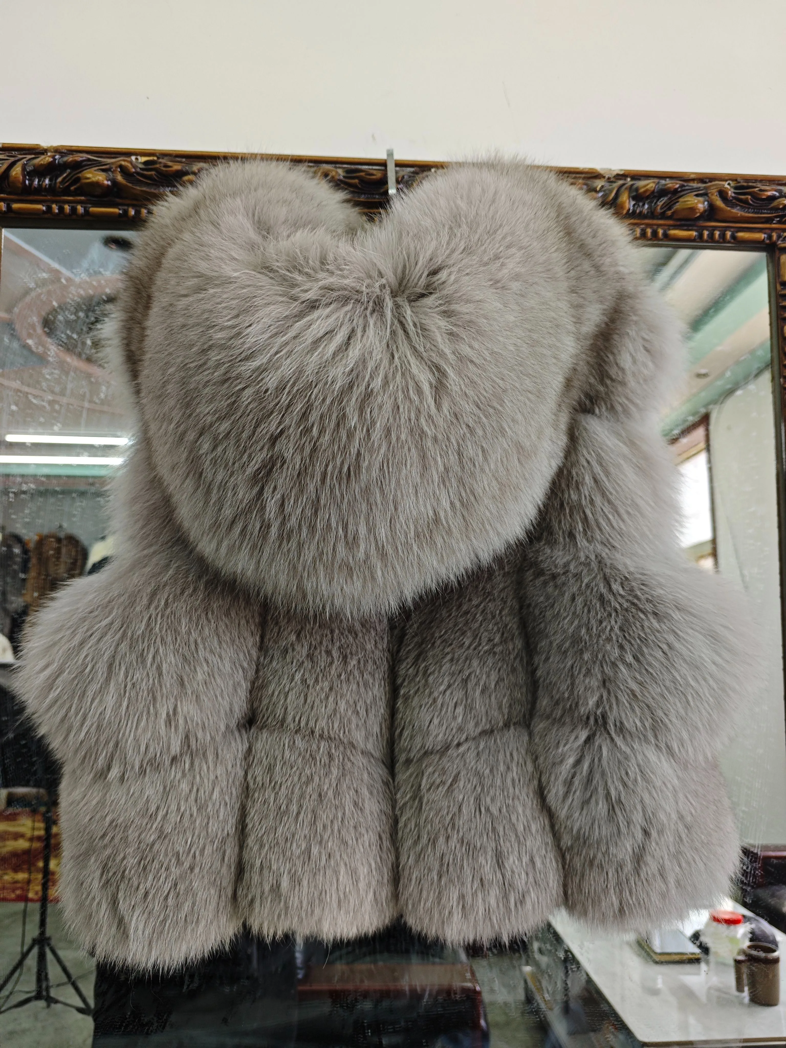 Rea Fox Fur Jacket Women Luxury Genuine Silver Fox Short Coat For Girls sleeveless Winter Plush Red Fox Fur Vest Female
