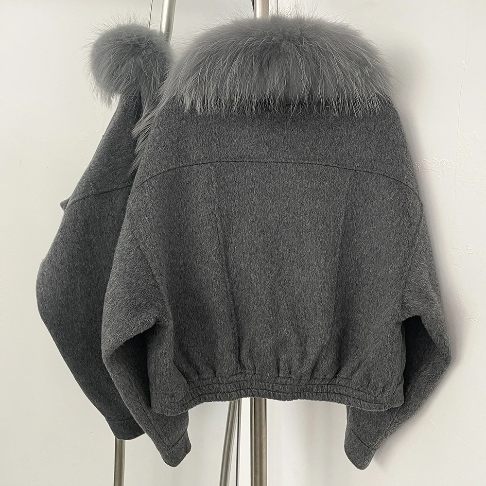 OFTBUY New Autumn Winter Real Fox Fur Top Clothes Women Short 100% Wool Coat Fahsion Natural Fur Cashmere Woolen Jacket Female