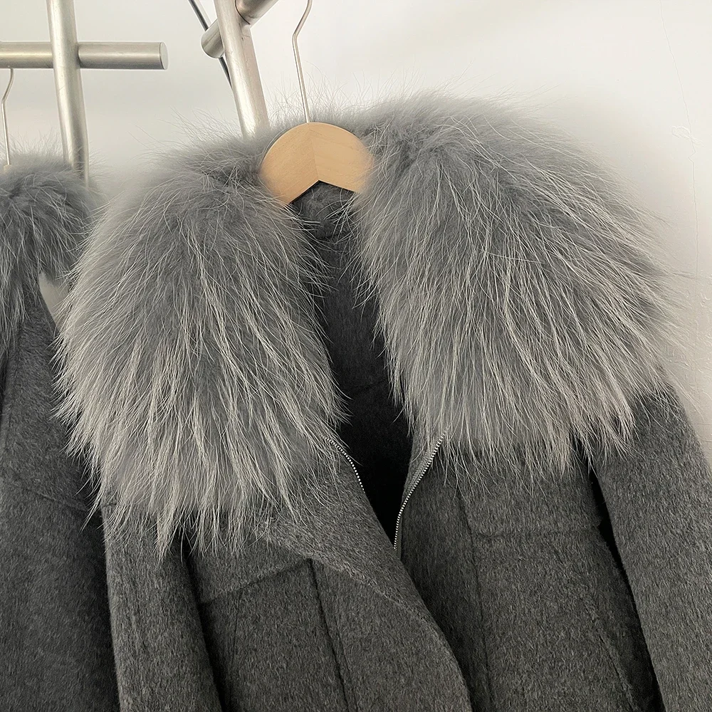 OFTBUY New Autumn Winter Real Fox Fur Top Clothes Women Short 100% Wool Coat Fahsion Natural Fur Cashmere Woolen Jacket Female