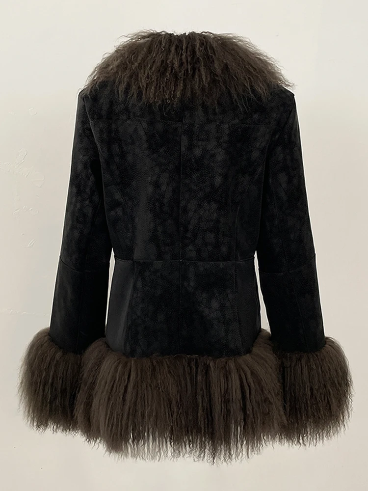 OFTBUY Thick Warm Fashion Overwear Lady New Winter Coat Women Natural Mongolia Sheep Fur Jacket Real Rabbit Fur Coat Female