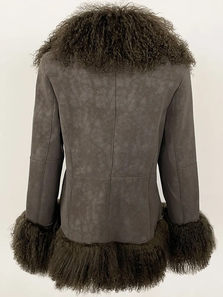 OFTBUY Thick Warm Fashion Overwear Lady New Winter Coat Women Natural Mongolia Sheep Fur Jacket Real Rabbit Fur Coat Female