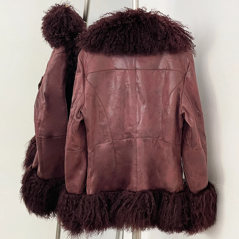 OFTBUY Thick Warm Fashion Overwear Lady New Winter Coat Women Natural Mongolia Sheep Fur Jacket Real Rabbit Fur Coat Female