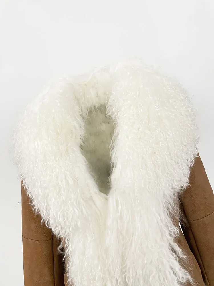 OFTBUY Thick Warm Fashion Overwear Lady New Winter Coat Women Natural Mongolia Sheep Fur Jacket Real Rabbit Fur Coat Female