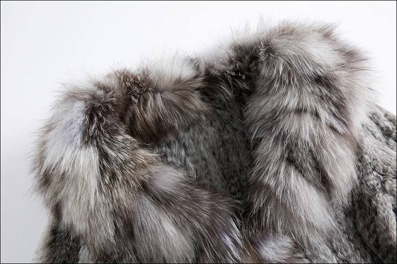 CT903 Pudi New Autumn Women Genuine Rabbit Fur Coat With Real Fox Collar Lady Casual Winter Jacket Trench
