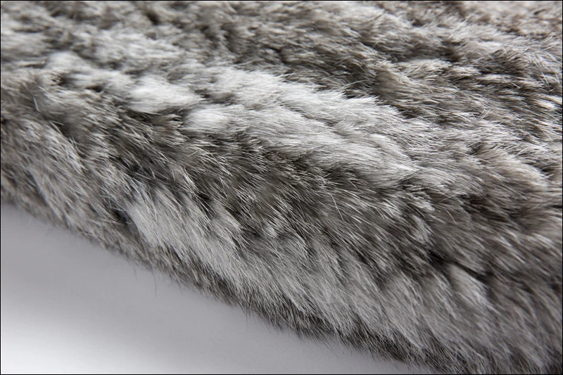 CT903 Pudi New Autumn Women Genuine Rabbit Fur Coat With Real Fox Collar Lady Casual Winter Jacket Trench