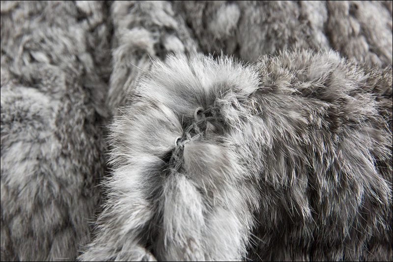 CT903 Pudi New Autumn Women Genuine Rabbit Fur Coat With Real Fox Collar Lady Casual Winter Jacket Trench