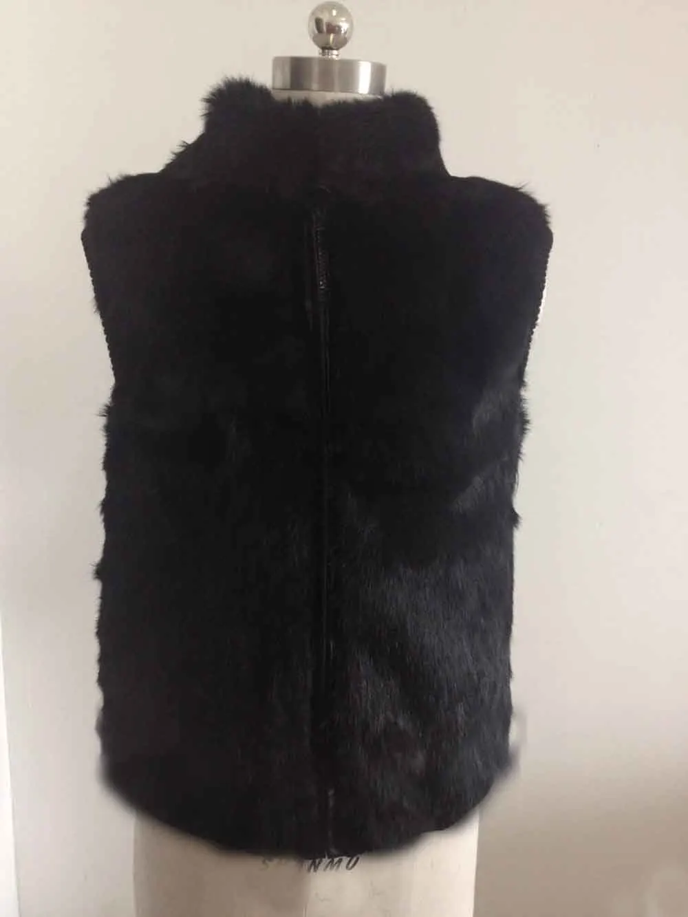 New Women Real Natural Rabbit Fur Zipper Vest High collar Fur Waist vest wfp400 Female Top