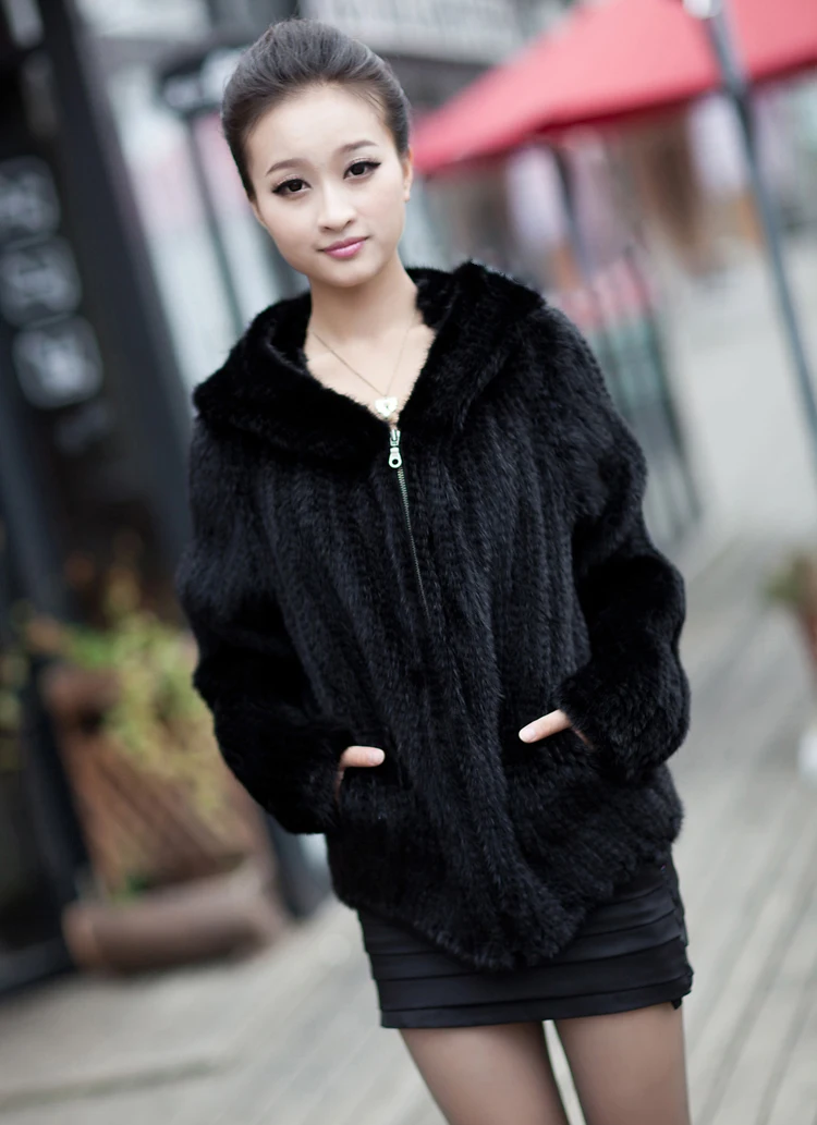 New Mink Fur Coat Women's Long-Sleeve Top Fashion All-Match Mink Knit Jacket Mink Knitted Fur Coat