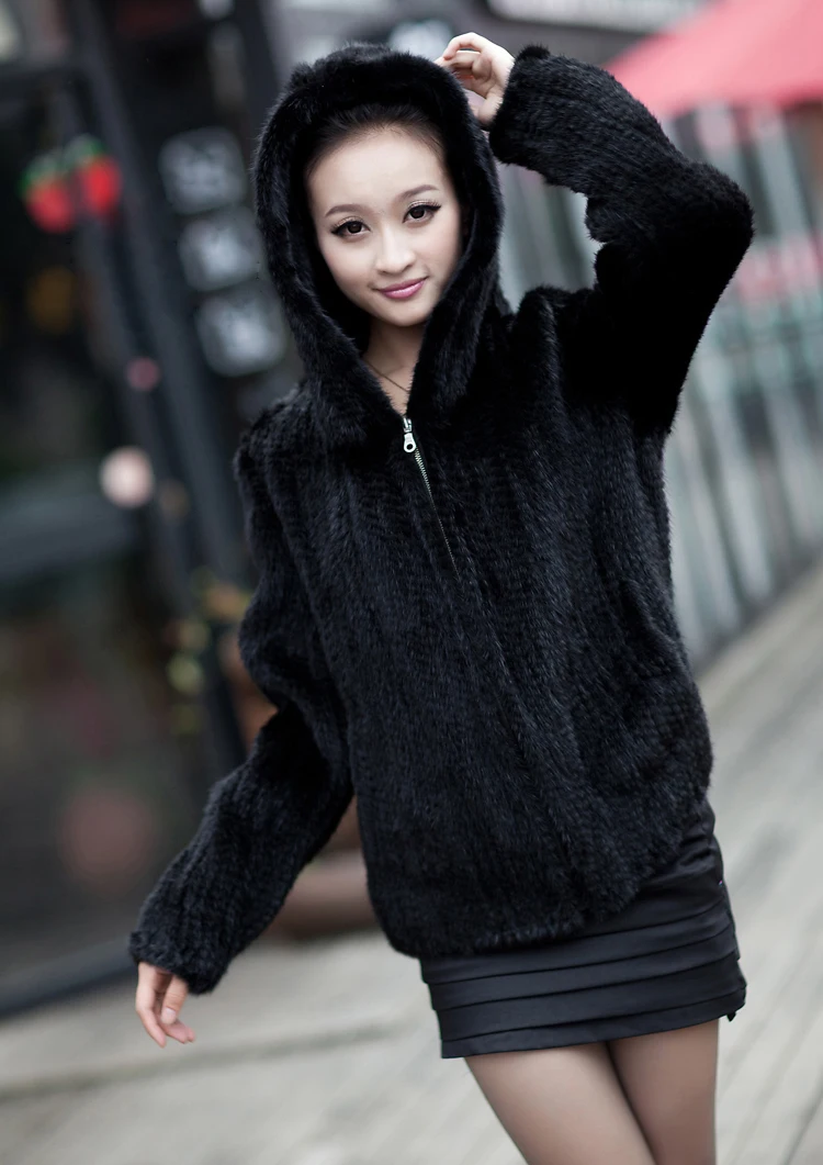 New Mink Fur Coat Women's Long-Sleeve Top Fashion All-Match Mink Knit Jacket Mink Knitted Fur Coat