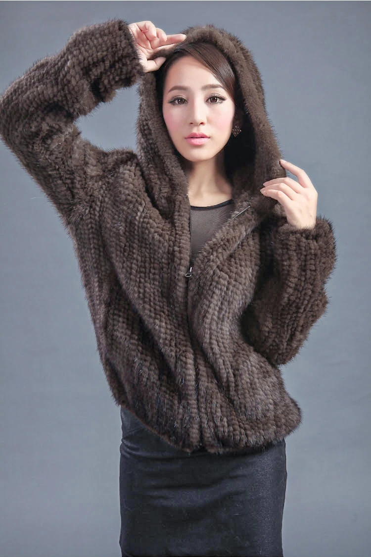 New Mink Fur Coat Women's Long-Sleeve Top Fashion All-Match Mink Knit Jacket Mink Knitted Fur Coat