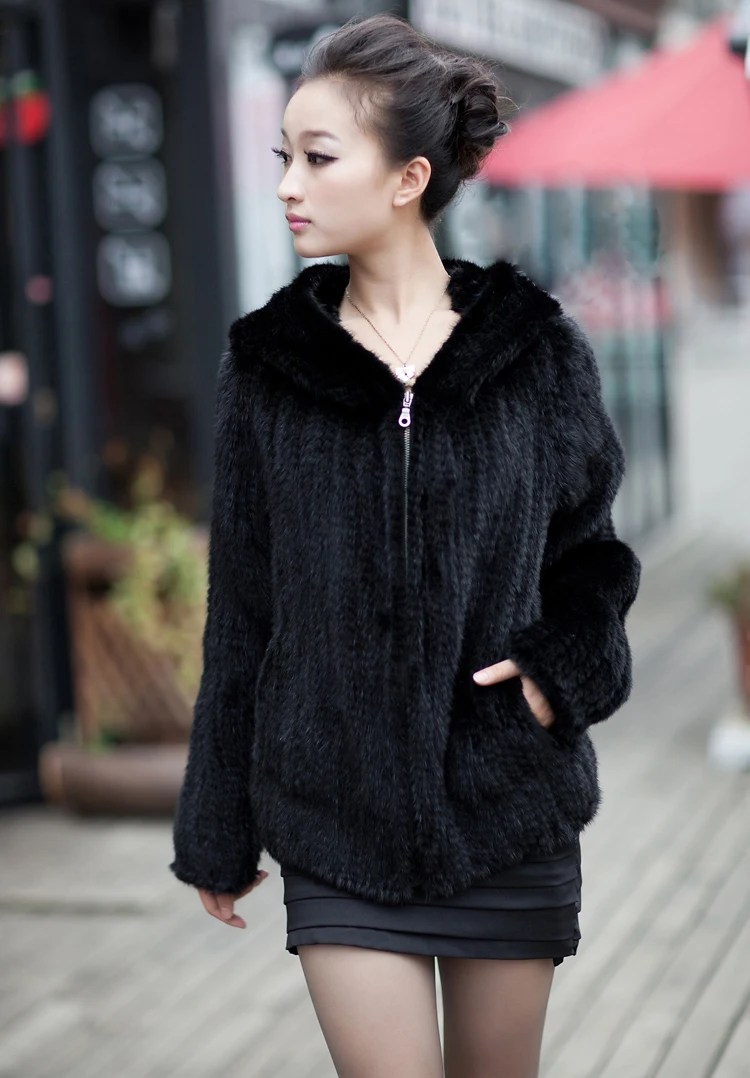 New Mink Fur Coat Women's Long-Sleeve Top Fashion All-Match Mink Knit Jacket Mink Knitted Fur Coat
