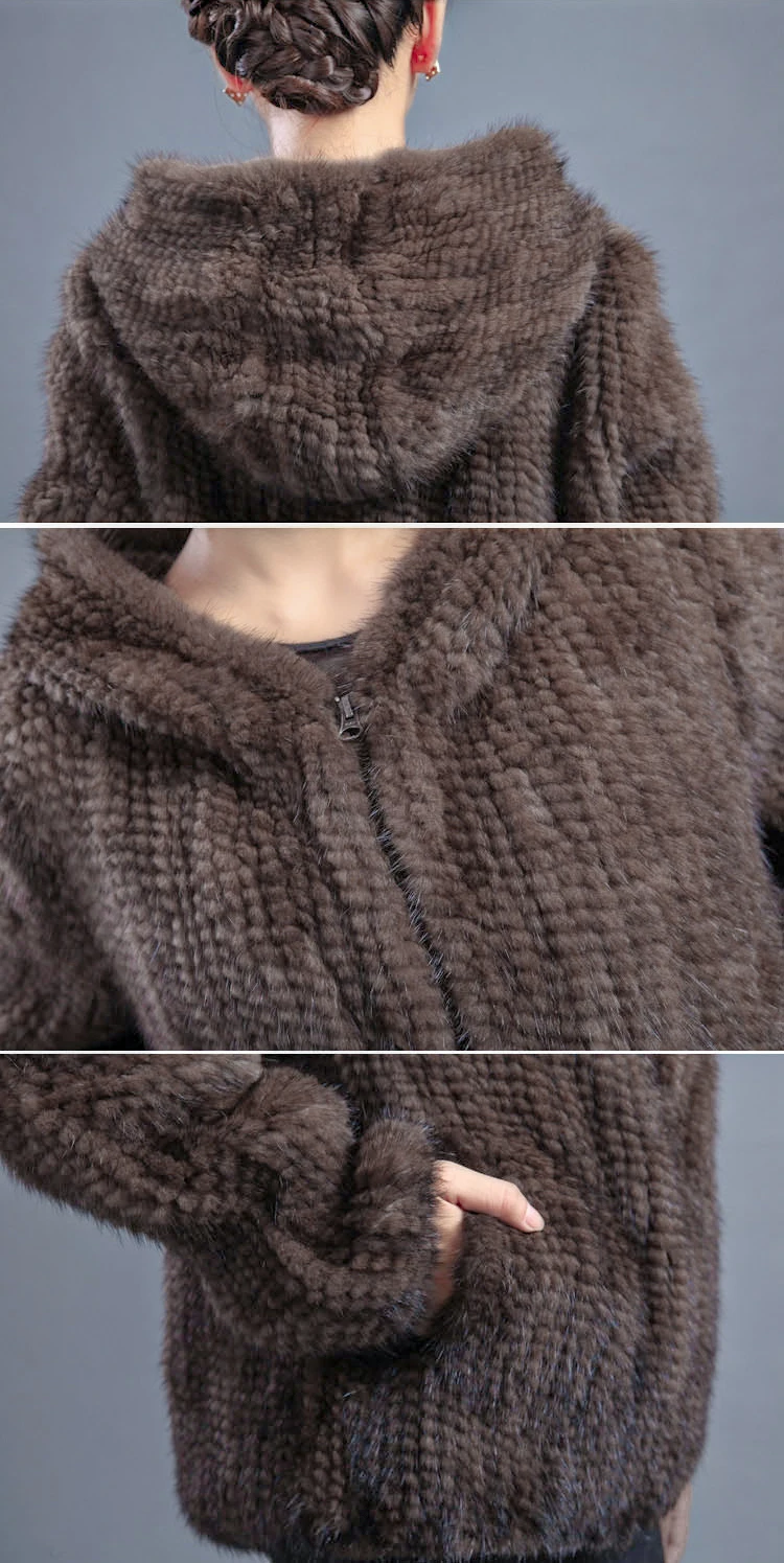 New Mink Fur Coat Women's Long-Sleeve Top Fashion All-Match Mink Knit Jacket Mink Knitted Fur Coat