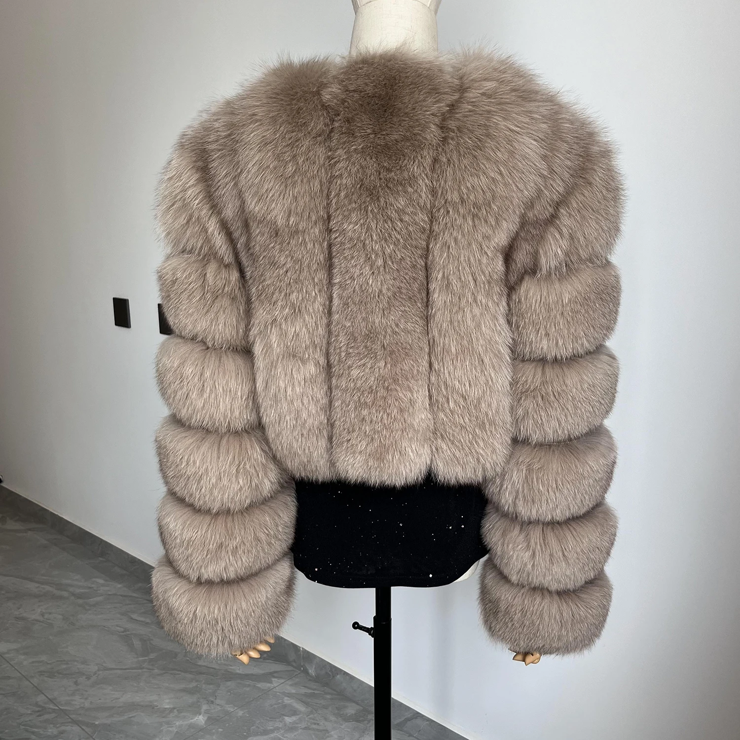 Real Fox Fur Coat for Women Fashion V-neck 42 Cm Short Fur Coat With Real Fox Fur Luxury Autumn Winter Warm Women Fox Fur Coat