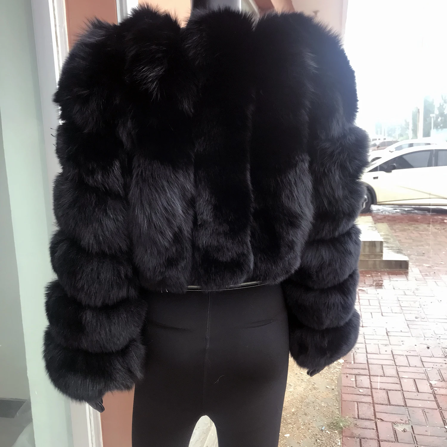 Real Fox Fur Coat for Women Fashion V-neck 42 Cm Short Fur Coat With Real Fox Fur Luxury Autumn Winter Warm Women Fox Fur Coat