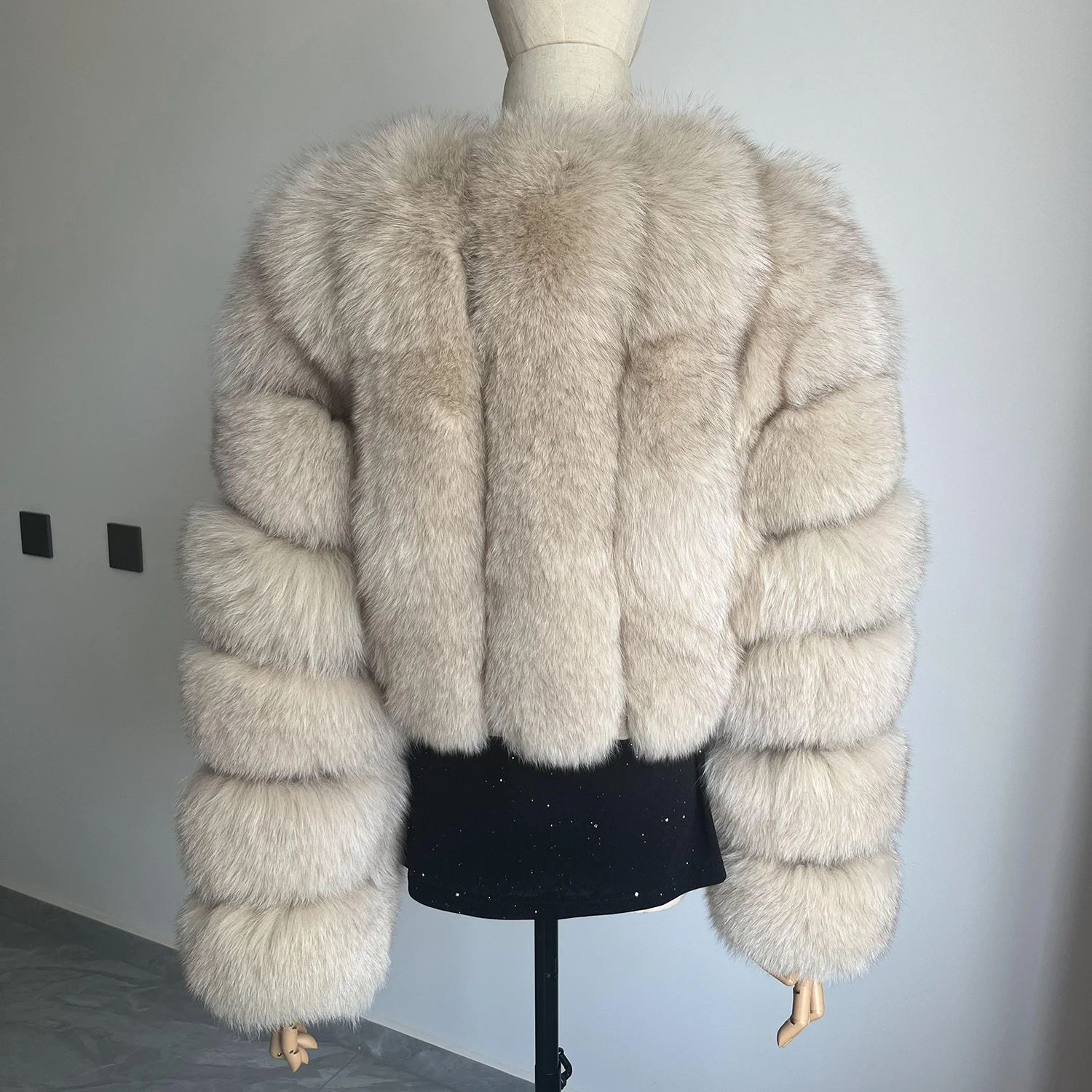Real Fox Fur Coat for Women Fashion V-neck 42 Cm Short Fur Coat With Real Fox Fur Luxury Autumn Winter Warm Women Fox Fur Coat