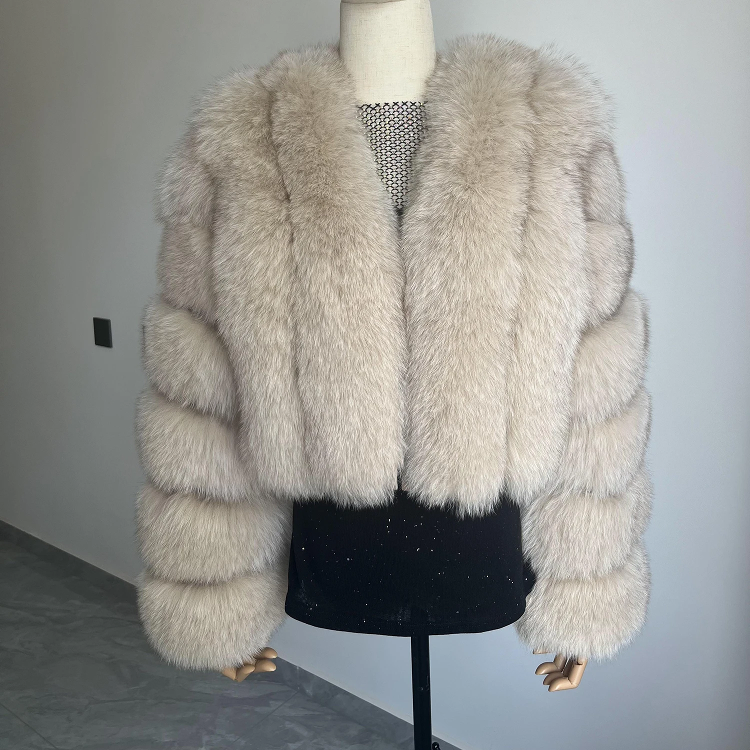 Real Fox Fur Coat for Women Fashion V-neck 42 Cm Short Fur Coat With Real Fox Fur Luxury Autumn Winter Warm Women Fox Fur Coat