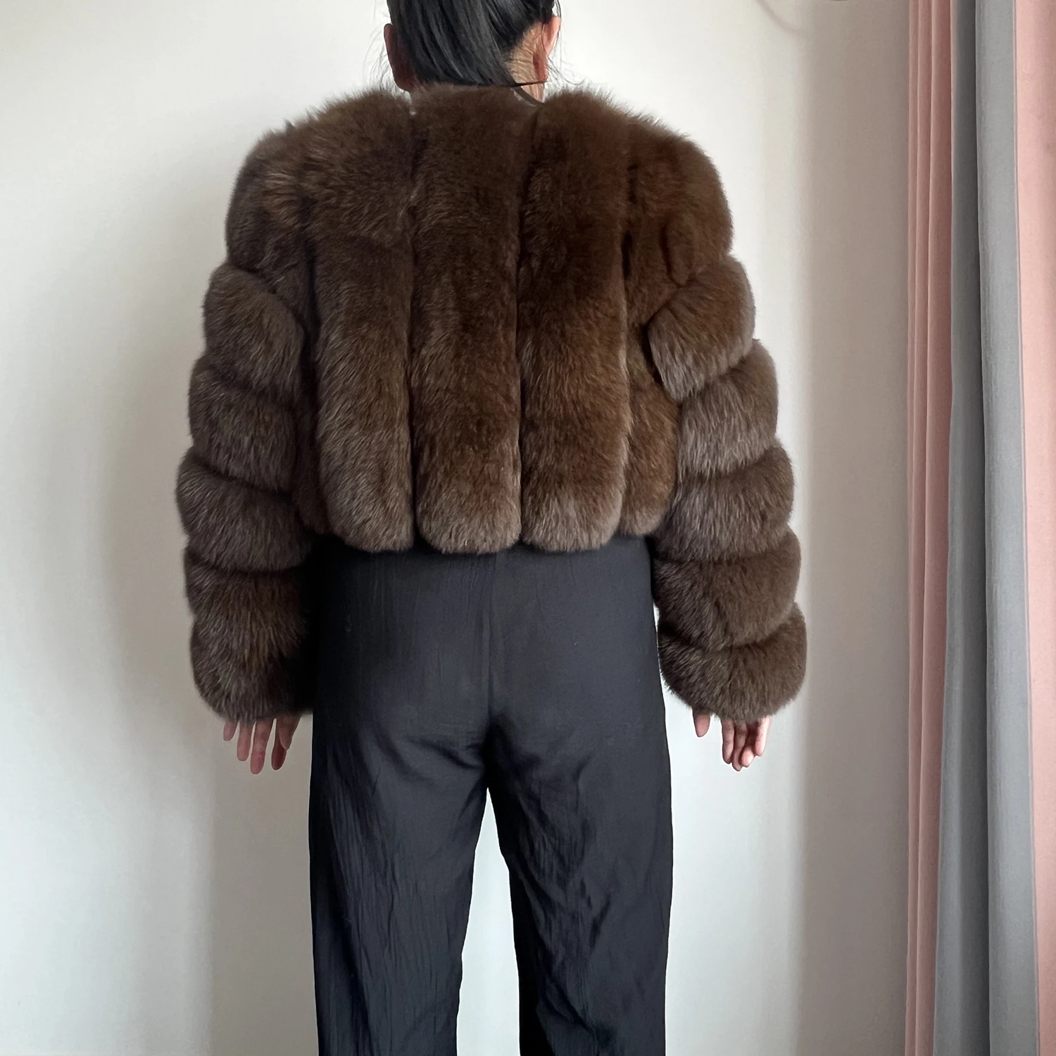 Real Fox Fur Coat for Women Fashion V-neck 42 Cm Short Fur Coat With Real Fox Fur Luxury Autumn Winter Warm Women Fox Fur Coat