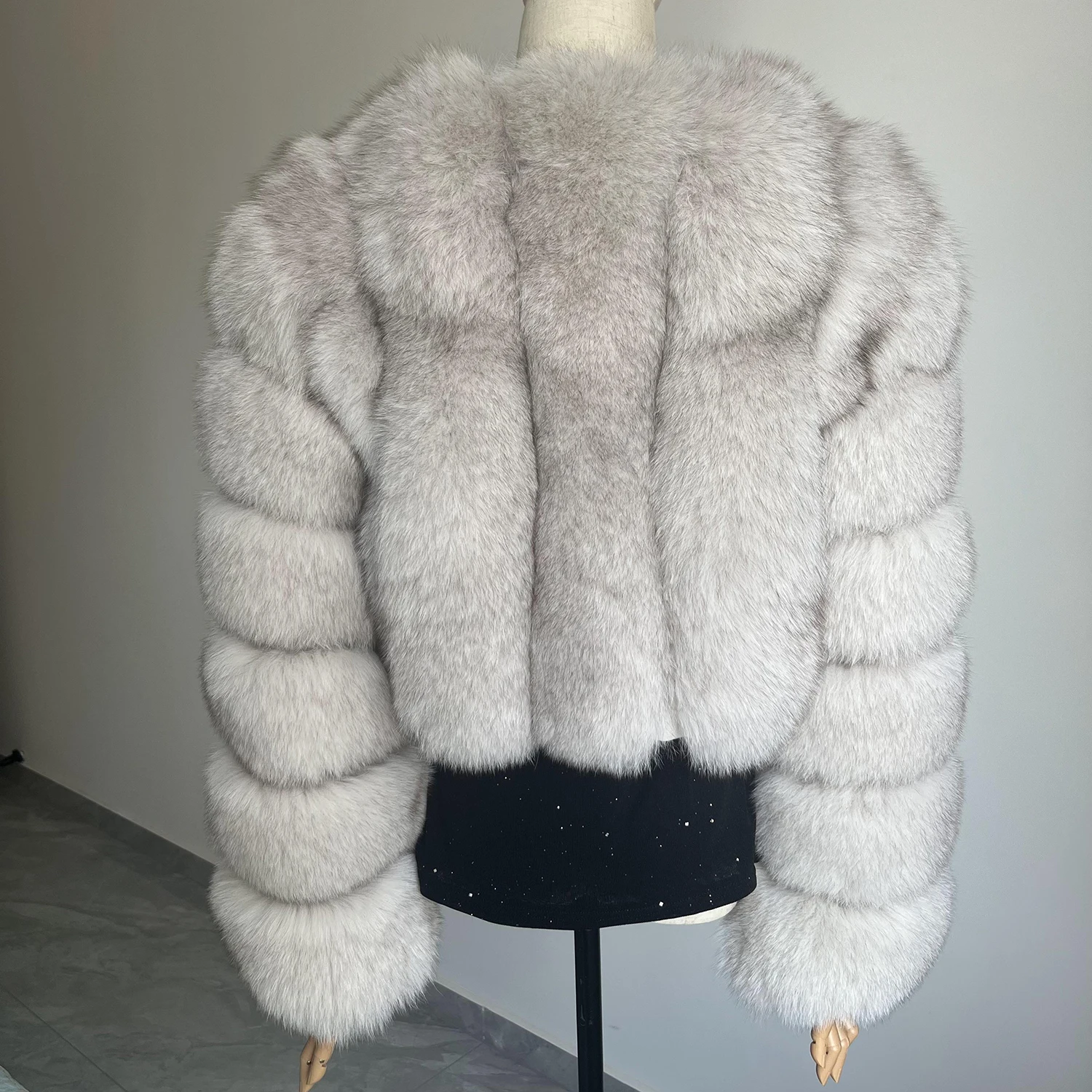 Real Fox Fur Coat for Women Fashion V-neck 42 Cm Short Fur Coat With Real Fox Fur Luxury Autumn Winter Warm Women Fox Fur Coat