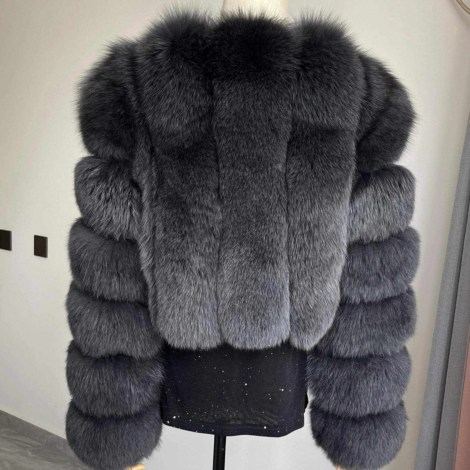 Real Fox Fur Coat for Women Fashion V-neck 42 Cm Short Fur Coat With Real Fox Fur Luxury Autumn Winter Warm Women Fox Fur Coat