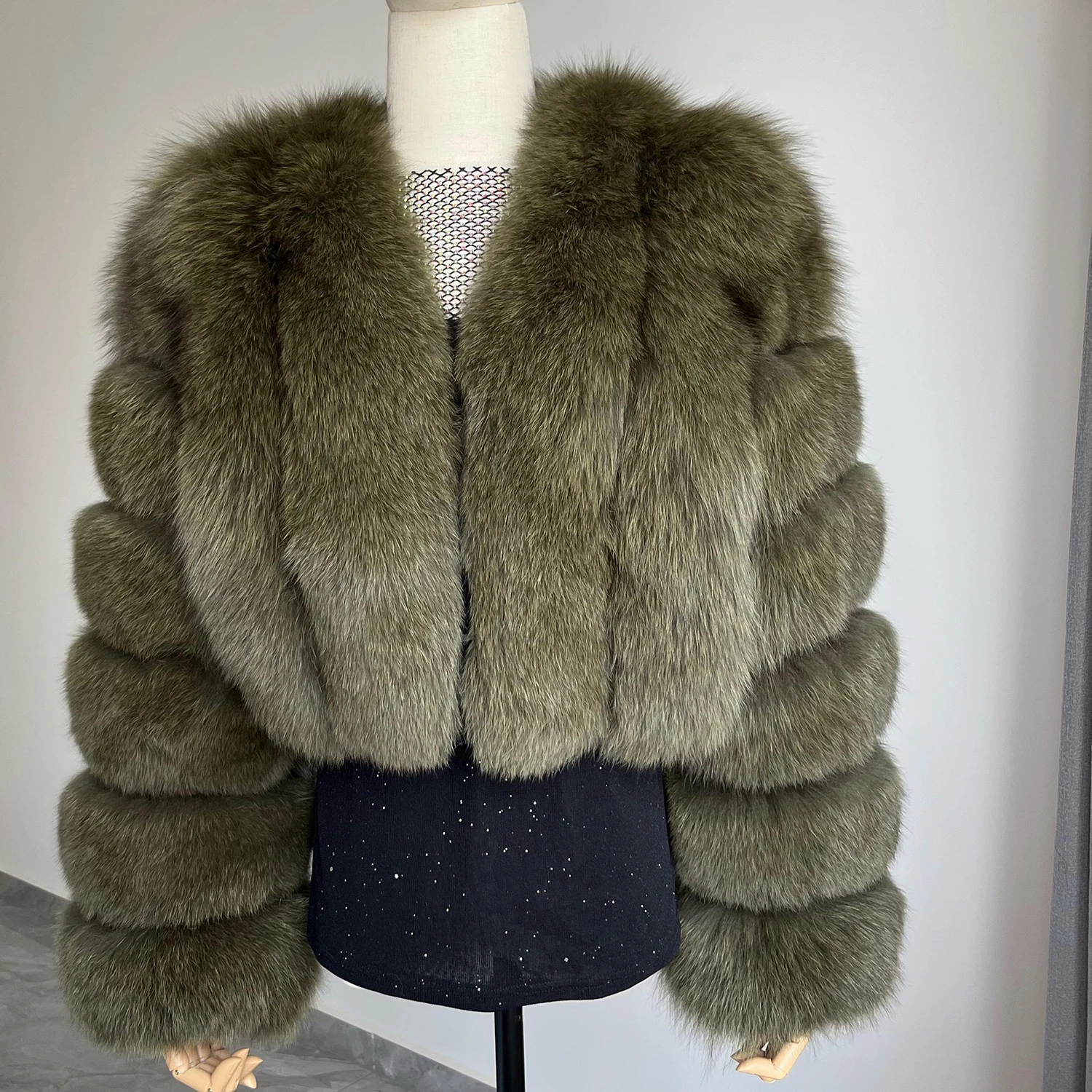 Real Fox Fur Coat for Women Fashion V-neck 42 Cm Short Fur Coat With Real Fox Fur Luxury Autumn Winter Warm Women Fox Fur Coat