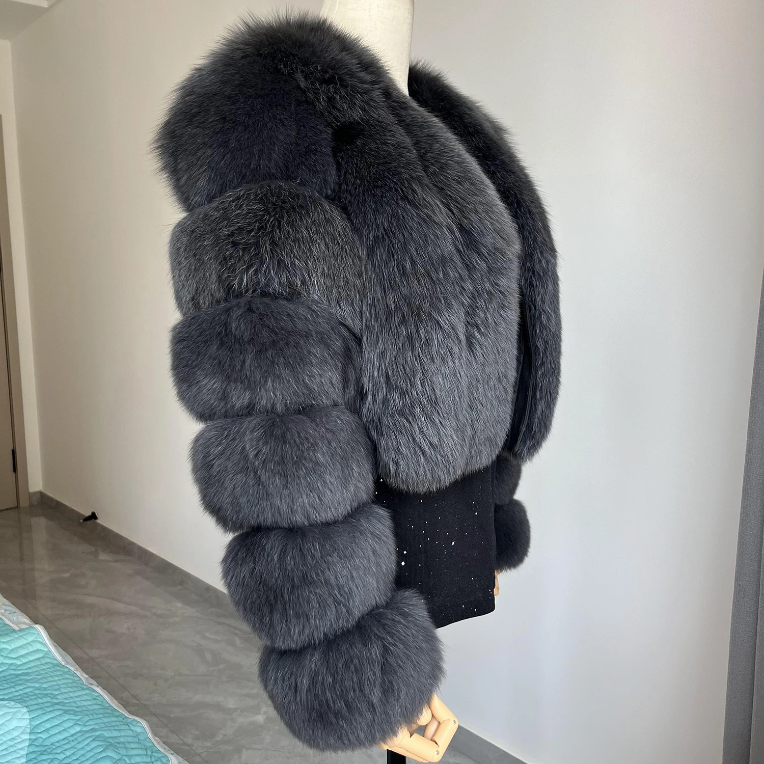 Real Fox Fur Coat for Women Fashion V-neck 42 Cm Short Fur Coat With Real Fox Fur Luxury Autumn Winter Warm Women Fox Fur Coat
