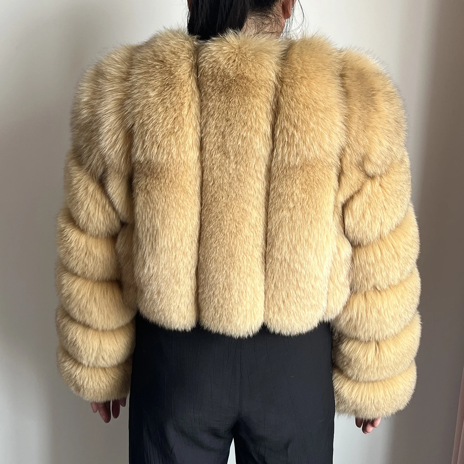 Real Fox Fur Coat for Women Fashion V-neck 42 Cm Short Fur Coat With Real Fox Fur Luxury Autumn Winter Warm Women Fox Fur Coat