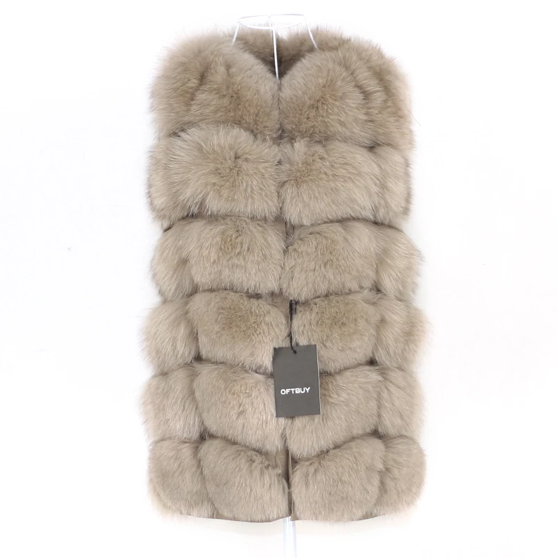 OFTBUY Spring Real Fox Fur Vest Women Sleeveless Winter Jacket Gilet Natural Fur Coat Bodywarmer Waistcoat Thick Warm Streetwear