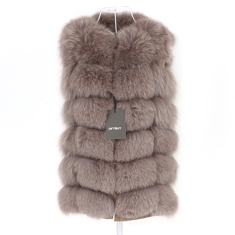 OFTBUY Spring Real Fox Fur Vest Women Sleeveless Winter Jacket Gilet Natural Fur Coat Bodywarmer Waistcoat Thick Warm Streetwear