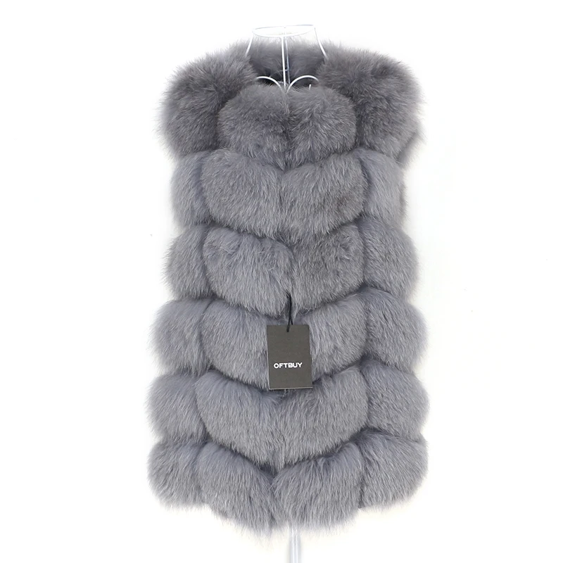 OFTBUY Spring Real Fox Fur Vest Women Sleeveless Winter Jacket Gilet Natural Fur Coat Bodywarmer Waistcoat Thick Warm Streetwear