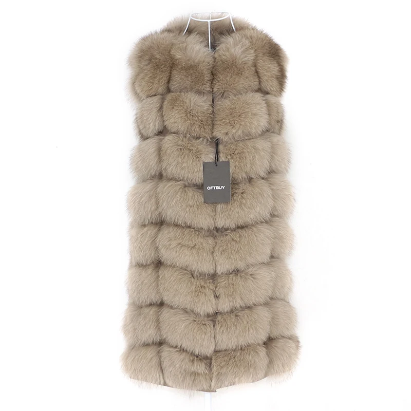OFTBUY Spring Real Fox Fur Vest Women Sleeveless Winter Jacket Gilet Natural Fur Coat Bodywarmer Waistcoat Thick Warm Streetwear