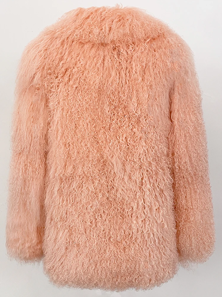 OFTBUY Fashion Warm Mongolian Fur Jacket New Autumn Winter Clothes Women Mid-length Natural Fur Coat Black Real Fur Overcoat