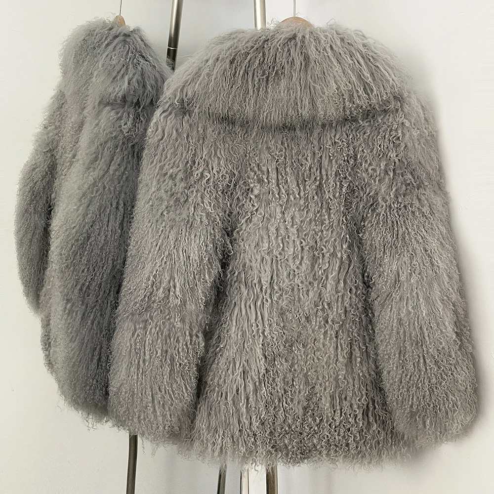 OFTBUY Fashion Warm Mongolian Fur Jacket New Autumn Winter Clothes Women Mid-length Natural Fur Coat Black Real Fur Overcoat