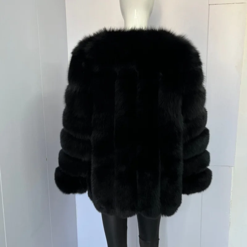 BEIZIRU Winter Woman Real Fox Fur Coat Warm Fashion Natural New Luxury Style Long Sleeve Fashion Girls Jacket