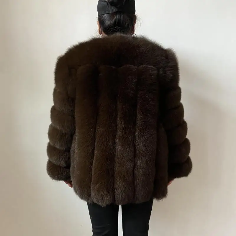 BEIZIRU Winter Woman Real Fox Fur Coat Warm Fashion Natural New Luxury Style Long Sleeve Fashion Girls Jacket