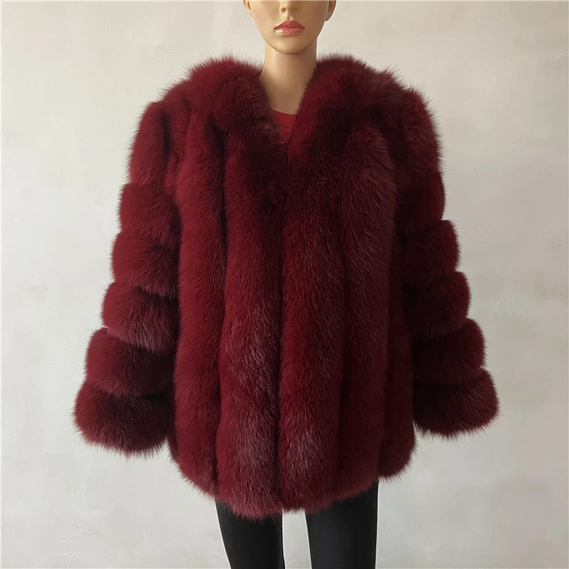 BEIZIRU Winter Woman Real Fox Fur Coat Warm Fashion Natural New Luxury Style Long Sleeve Fashion Girls Jacket