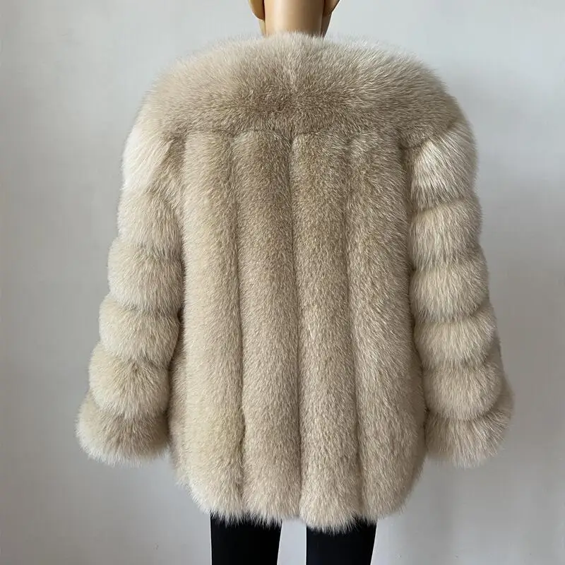 BEIZIRU Winter Woman Real Fox Fur Coat Warm Fashion Natural New Luxury Style Long Sleeve Fashion Girls Jacket