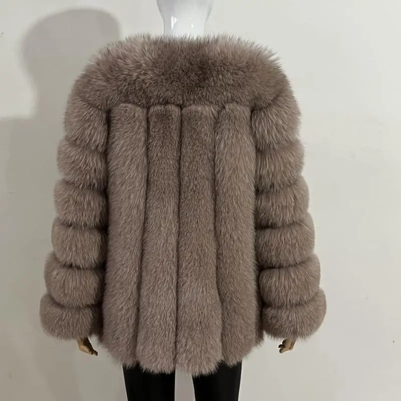 BEIZIRU Winter Woman Real Fox Fur Coat Warm Fashion Natural New Luxury Style Long Sleeve Fashion Girls Jacket
