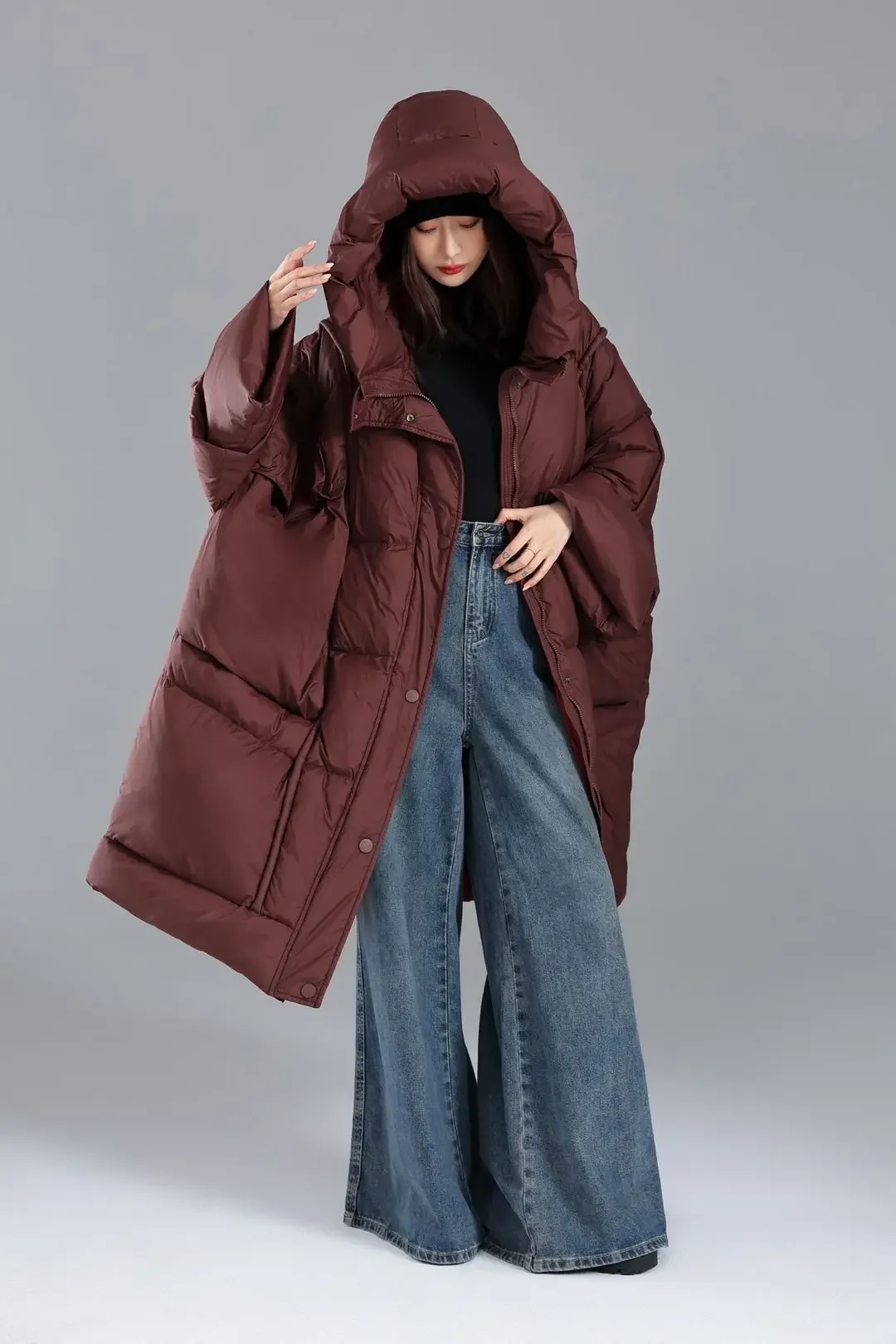OFTBUY Loose Long Puffer Jacket New Winter Women Hooded 90% Duck Down Coat Thick Female Parka Snow Fluffy Feather Warm Outwear