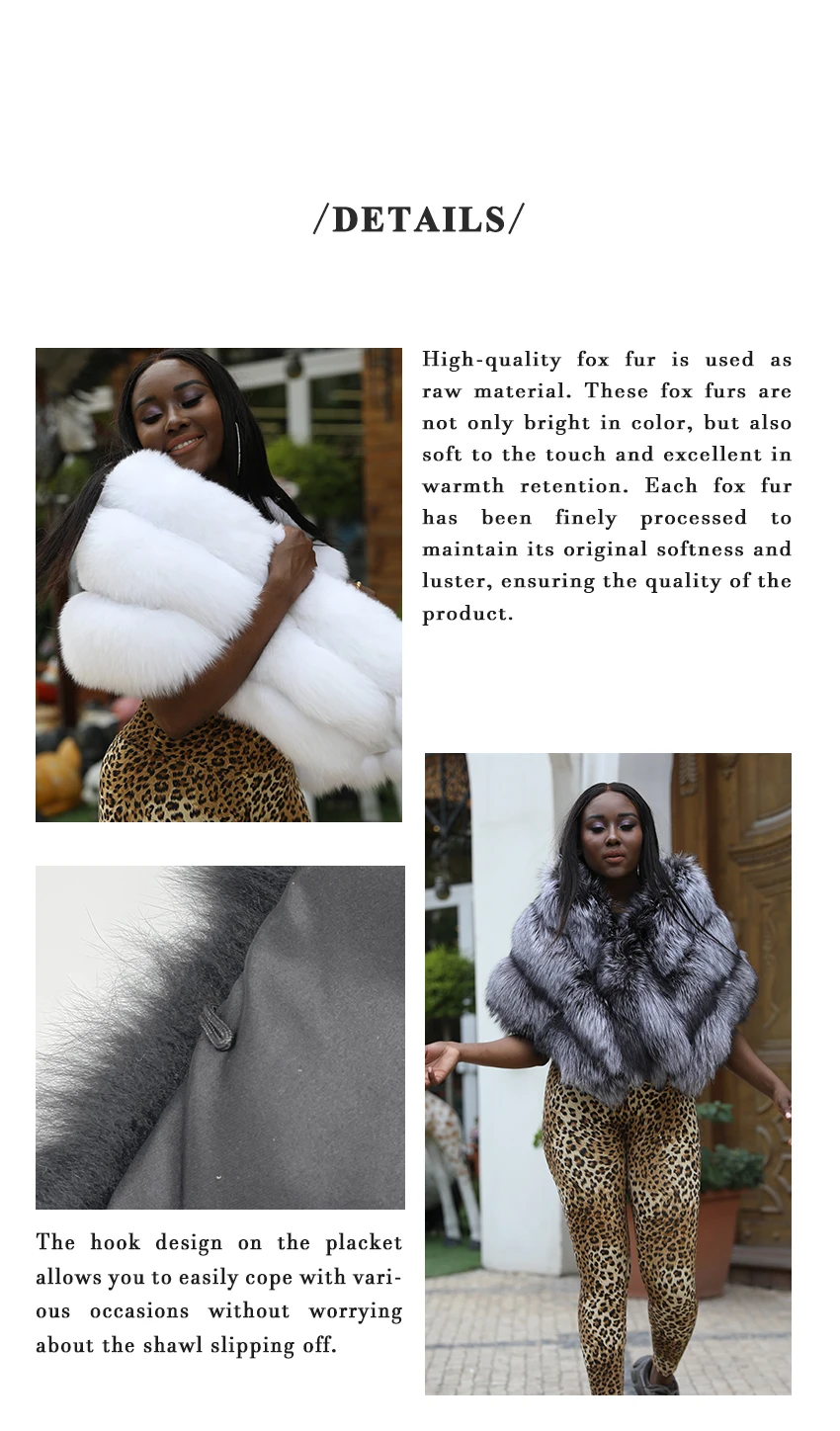 JANEFUR Real Fox Fur Shawl Poncho Women 2023 Luxury Elegant Wedding Bridal Formal Party Warm Winter Natural Fur Cape Coat