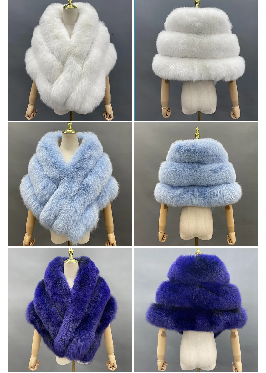 JANEFUR Real Fox Fur Shawl Poncho Women 2023 Luxury Elegant Wedding Bridal Formal Party Warm Winter Natural Fur Cape Coat