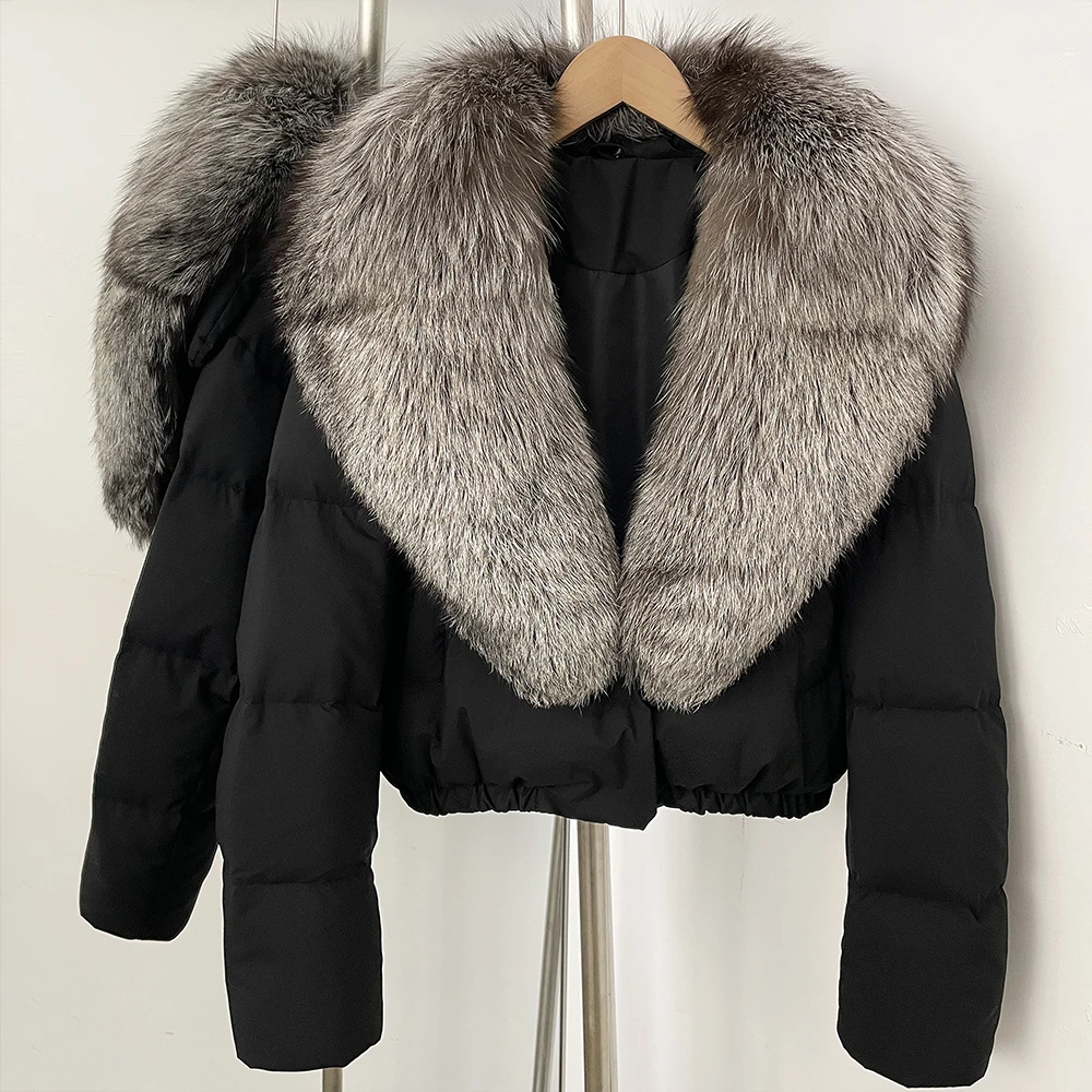 OFTBUY Big Natural Real Fox Fur Coat Women Autumn Winter Female 90% White Duck Down Jacket Feather Short Puffer Coat Thick Warm