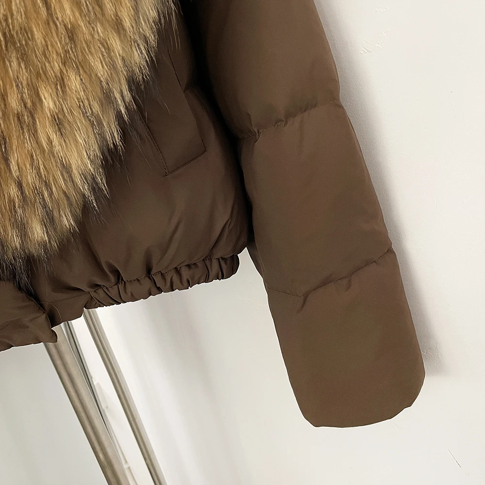 OFTBUY Big Natural Real Fox Fur Coat Women Autumn Winter Female 90% White Duck Down Jacket Feather Short Puffer Coat Thick Warm